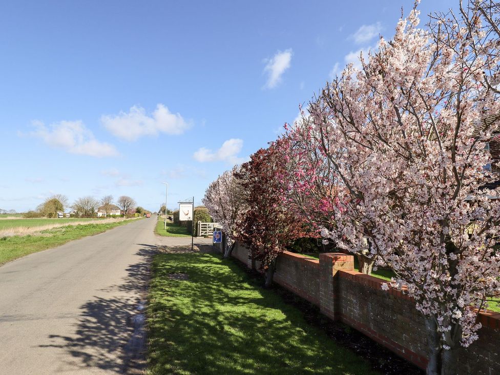 A road lined with trees and a fence at The Granary in Louth