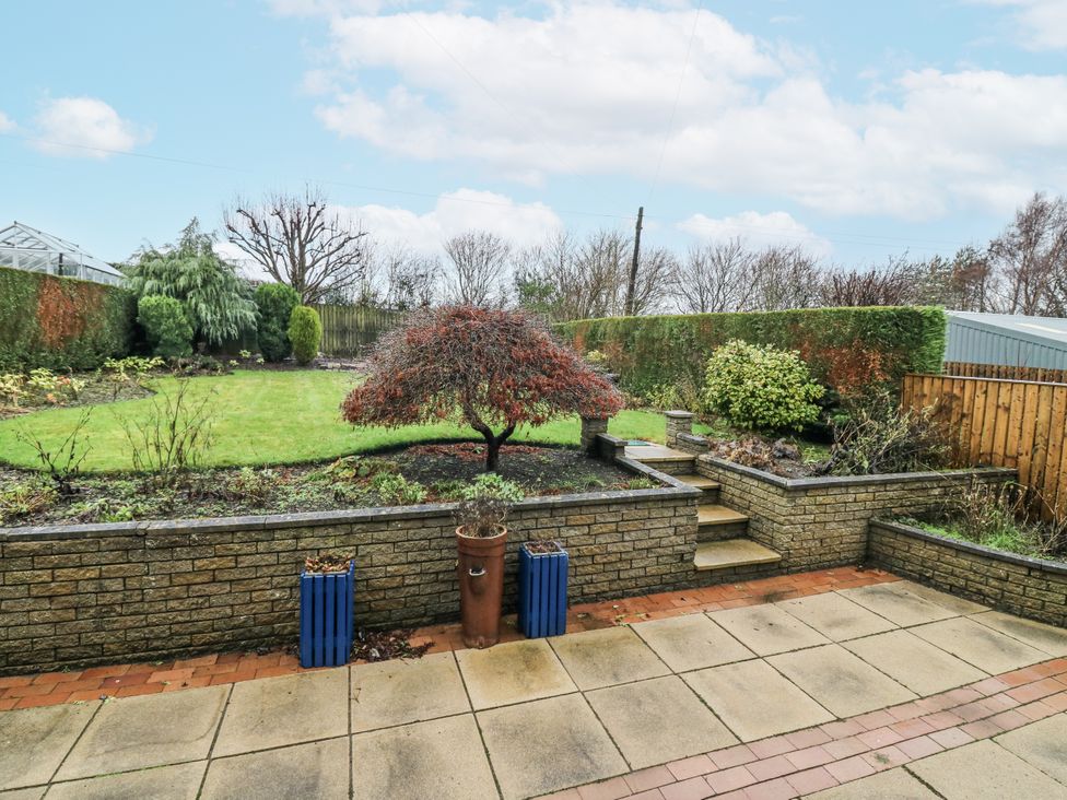 A garden with a tree and hedges at Cairndhu in Bossiney