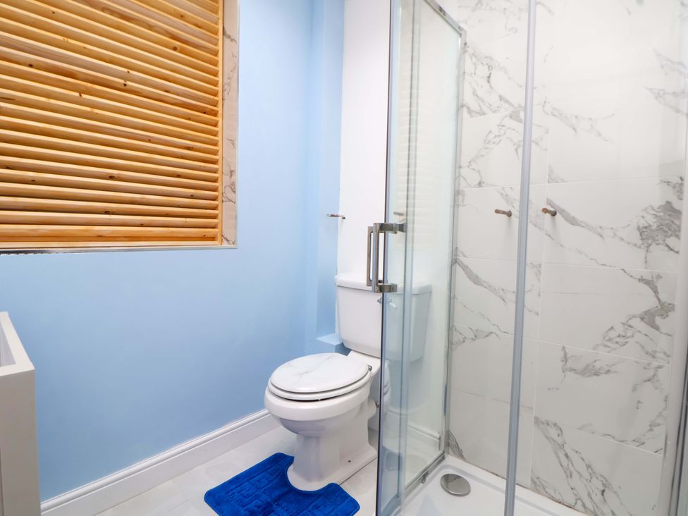 A bathroom with a toilet and shower at Skylights in Chester