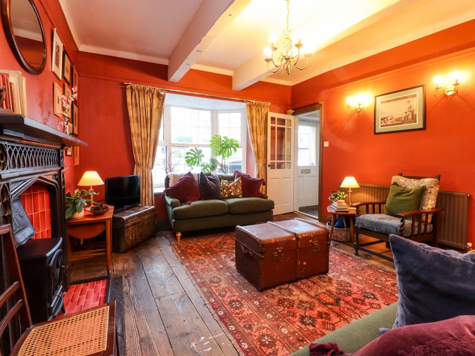 A living room with a sofa and coffee table at Devonshire House Settle