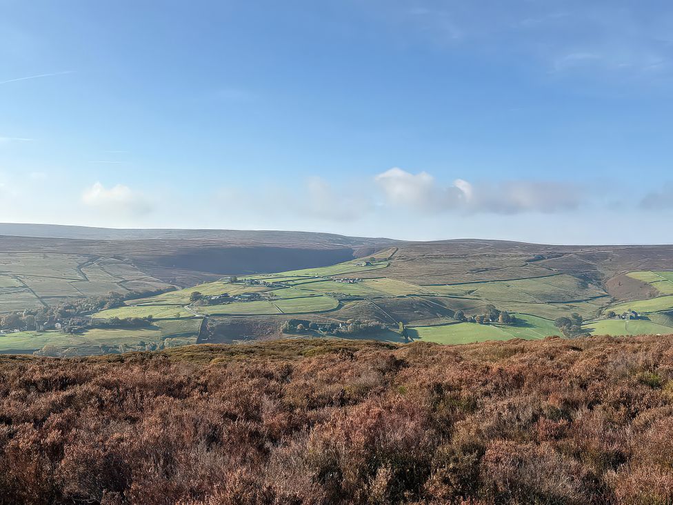 A landscape with hills and fields at Daisy Mount in Keighley