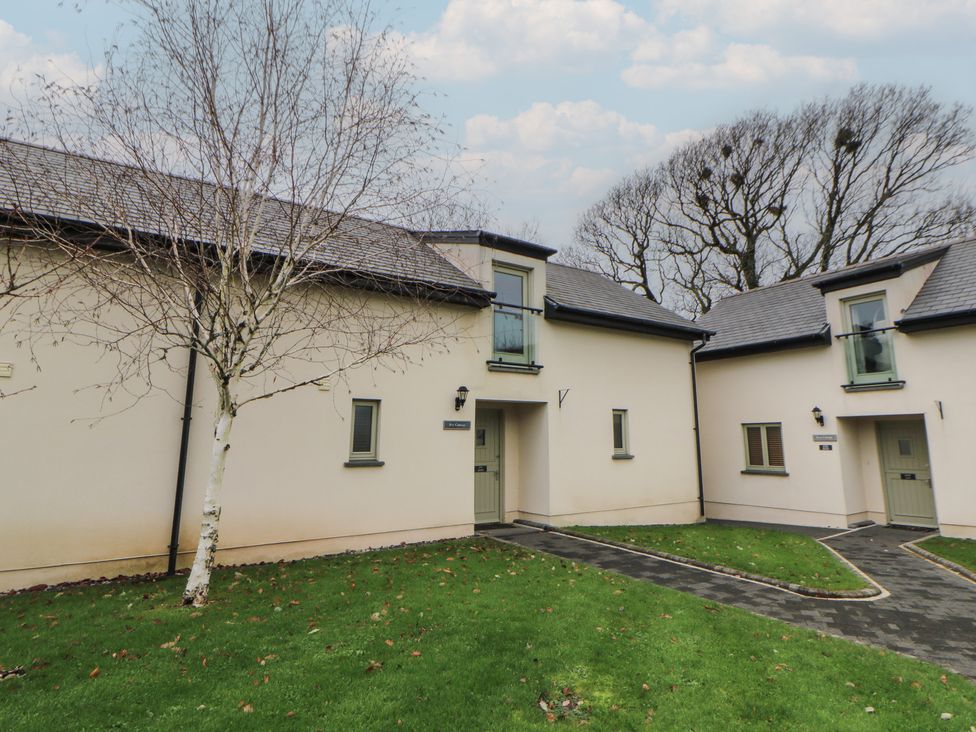An exterior view of a house with a pathway and tree at Rose Apartment Oldwalls near Reynoldston