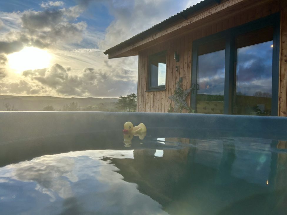 A hot tub with a rubber duck at Harriet in Llangurig