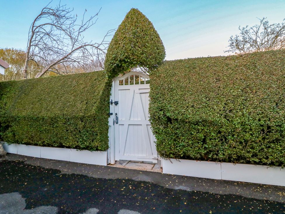 A gate in a hedge at 12 Wyndham Road Loughborough