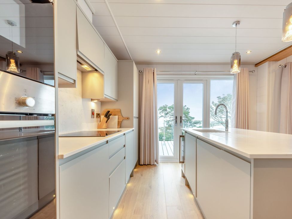 A kitchen with a countertop and oven at Epic Spa (Roof Terrace) (Pet) Laugharne