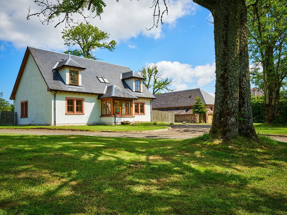 A house with a driveway and trees at Holly House in Blairgowrie