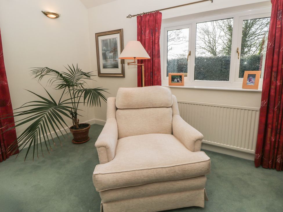 A living room with an armchair and a plant at Summerhill in Hereford