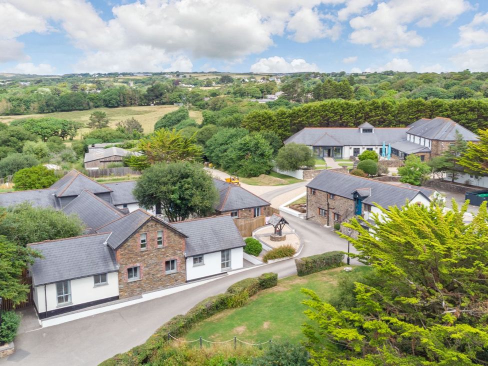 An aerial view of houses and landscape at Kynance (Pet) Bude