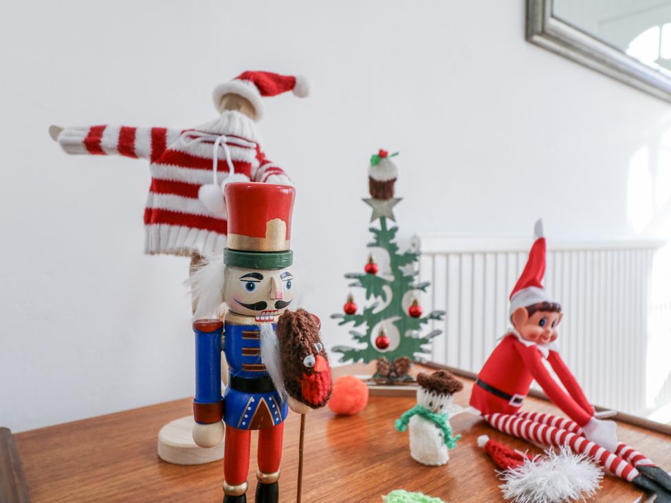 Decorative Christmas items including a nutcracker and elf at Beachside Terrace in Harwich