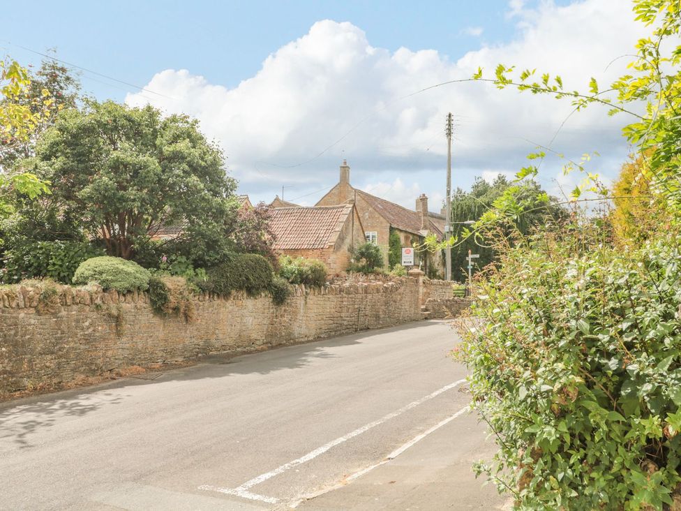 A house with a wall and trees on a street at Greenham Rise Norton-Sub-Hamdon