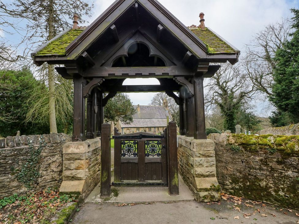 A decorative gate and wooden structure at Stackyard in Durham