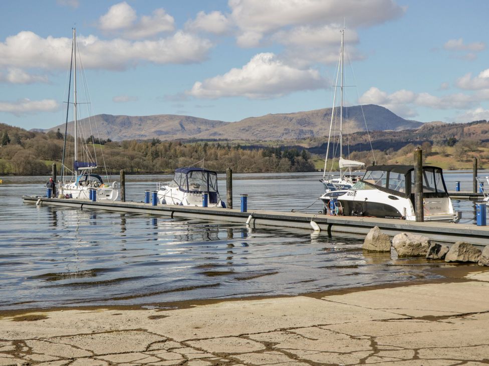A marina with boats at a dock at 6 Waterside, White Cross Bay, Troutbeck Bridge