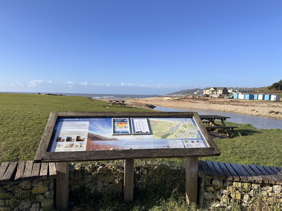 An information board near the beach at WF32 - Jurassic Discovery Charmouth
