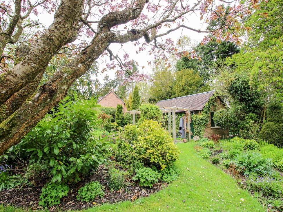 A garden with flowers and a building at Cardington 25