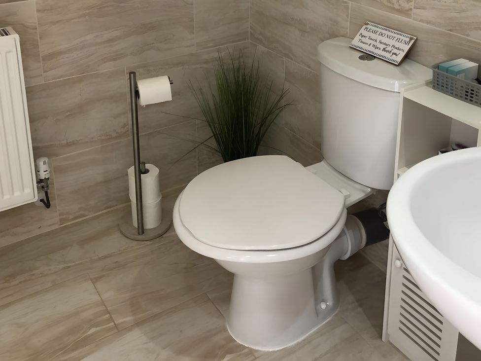 A bathroom with a toilet and sink at Country Retreat Sleeps 2 Holyhead