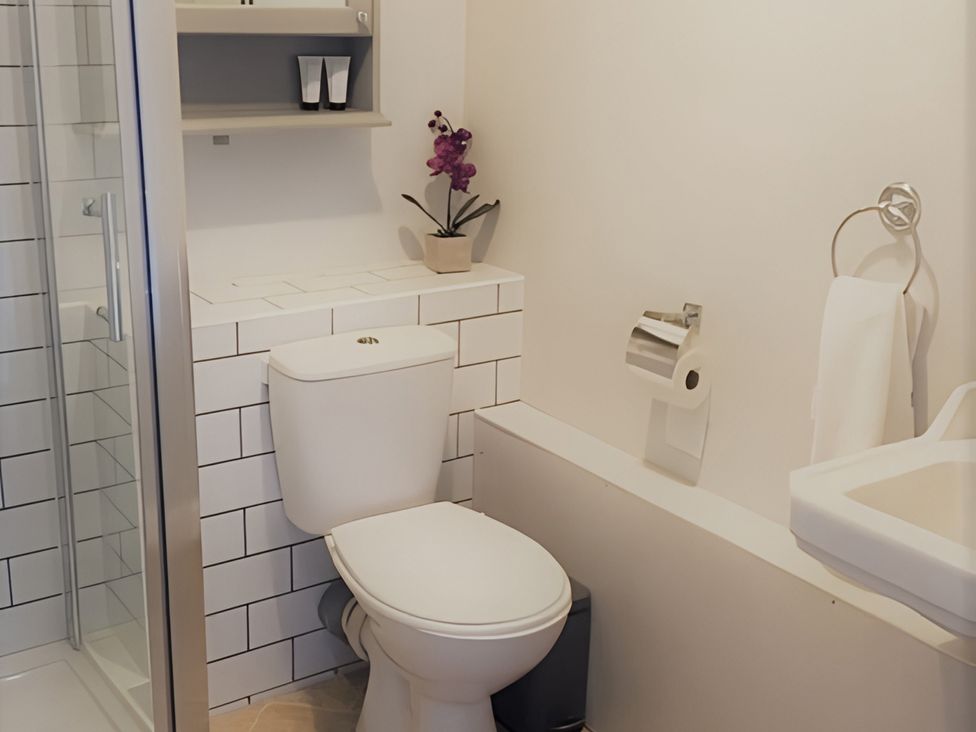 A bathroom with a shower and toilet at Loxley Barn in Tring