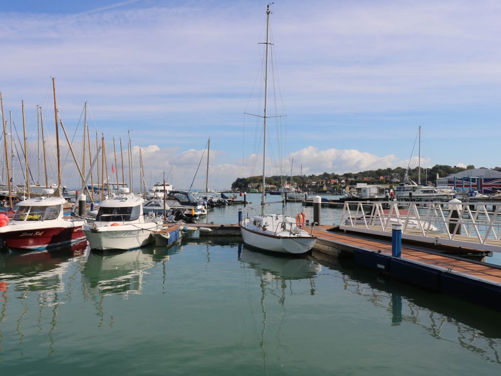 A marina with boats moored at a dock at Red Brick Haven, East Cowes, Isle Of Wight