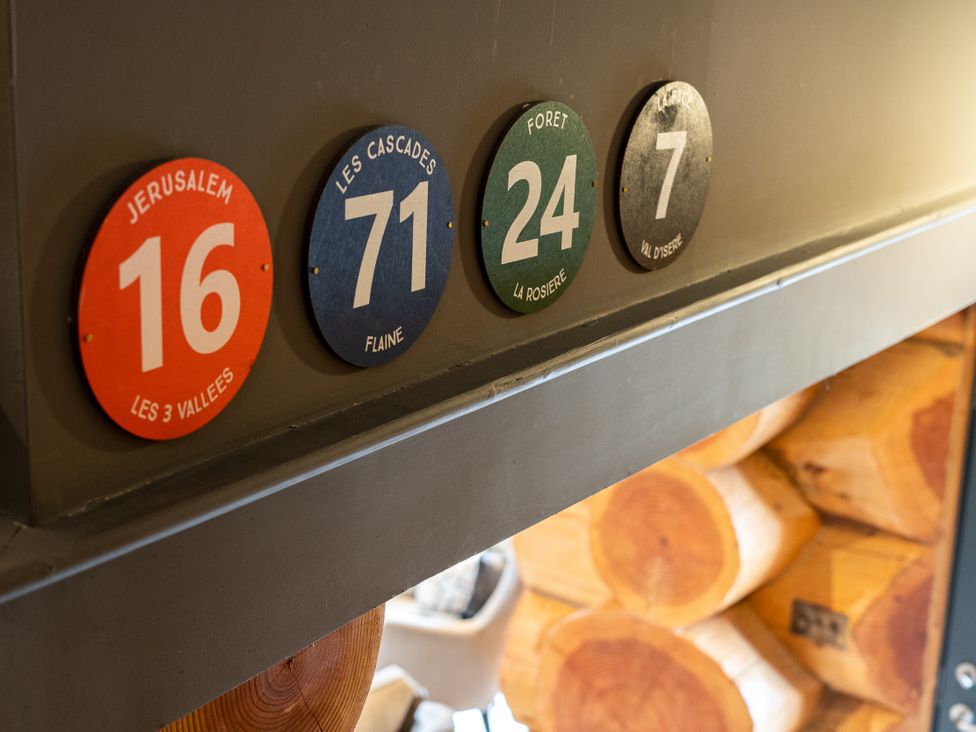A display of numbered signs at Apres Ski in Addingham