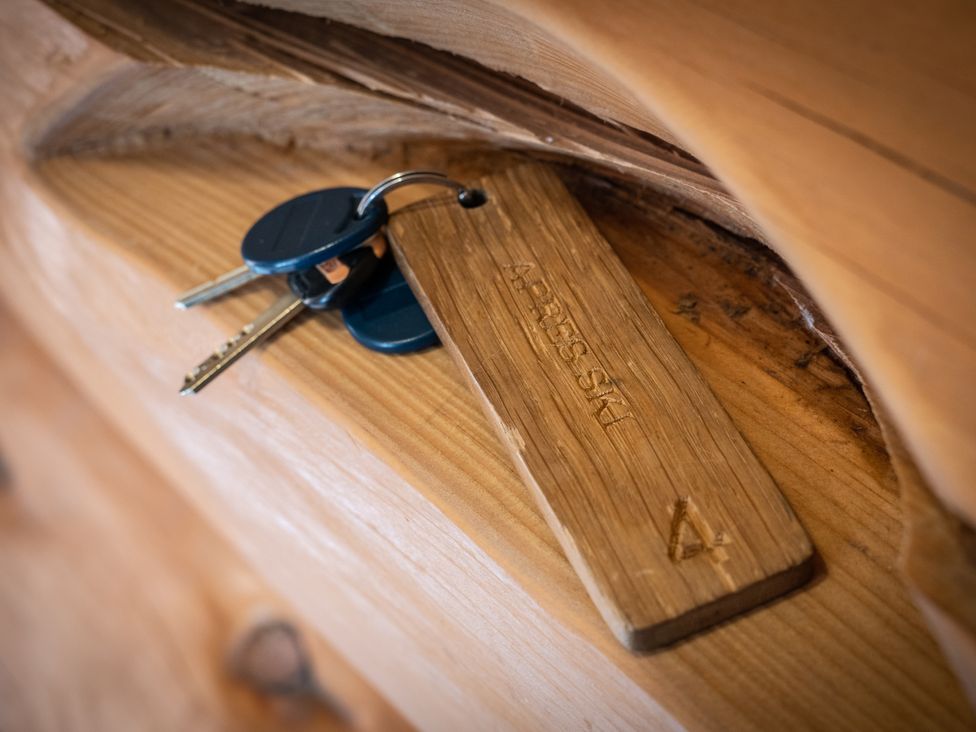 Keys and wooden key tag at Apres Ski in Addingham