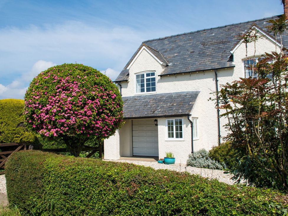 A house with a flowering shrub and green bushes at Glencoe Cottage in Broadway