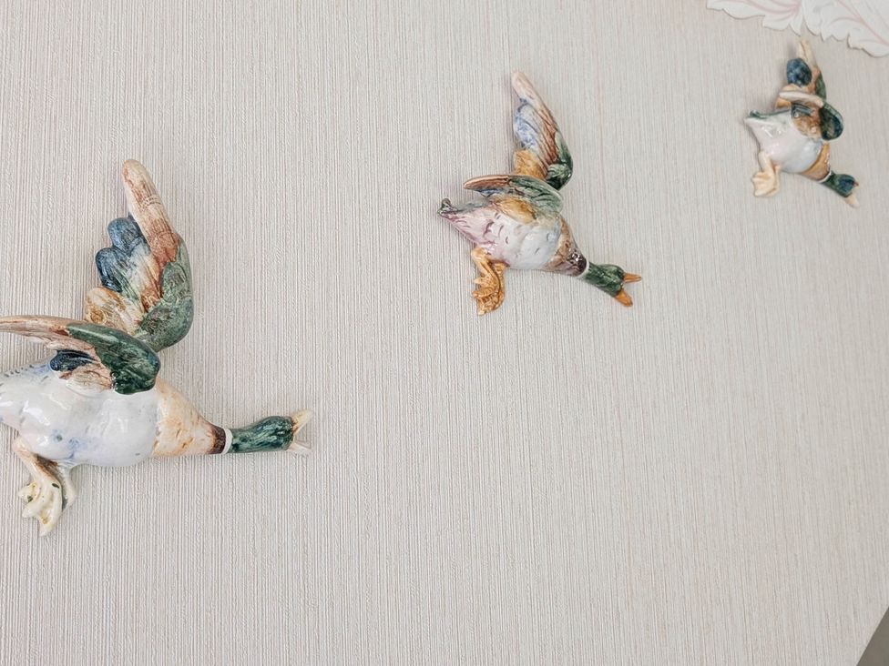 Decorative birds on a wall at Roslyn in Romsey