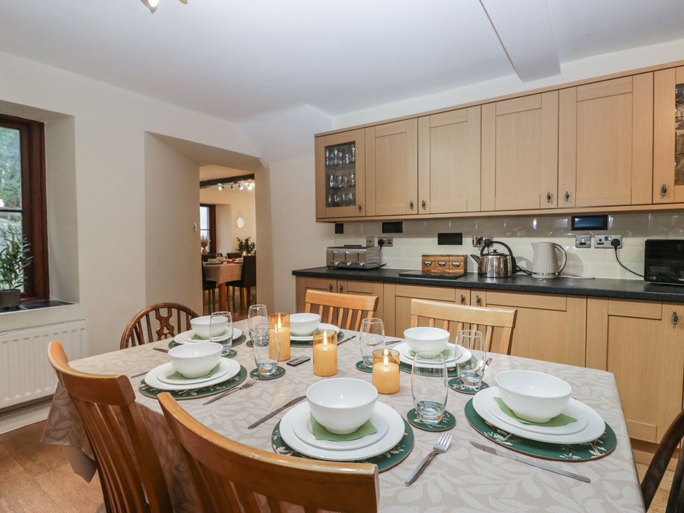 A dining table set for a meal at Birkbank Farm in Cockermouth