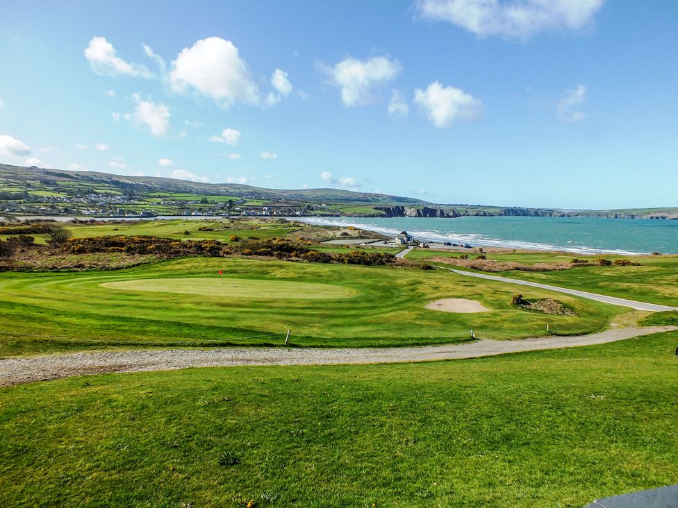 A golf course with ocean view at Ty Mor in Newport, Pembrokeshire