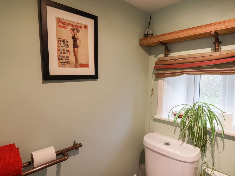 A bathroom with a toilet and window at Apartment at Mulgrave House Saltburn-by-the-Sea