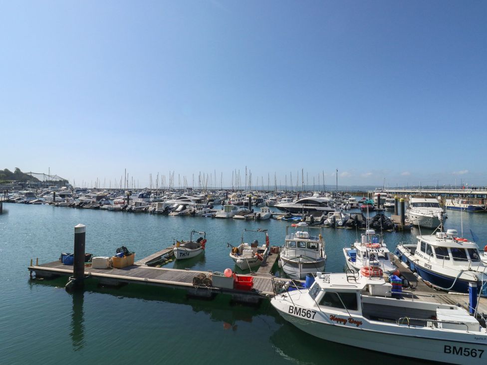 A marina with boats docked at Flat 2 The Moorings in Torquay
