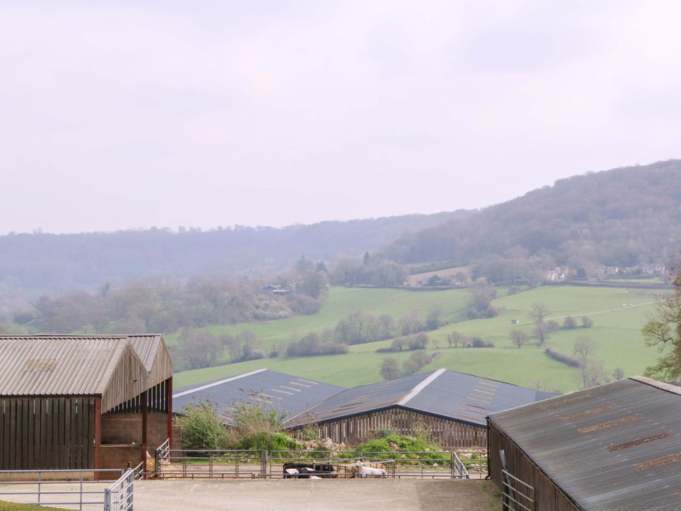 A view of farm buildings and fields at Farm View Annex in Painswick