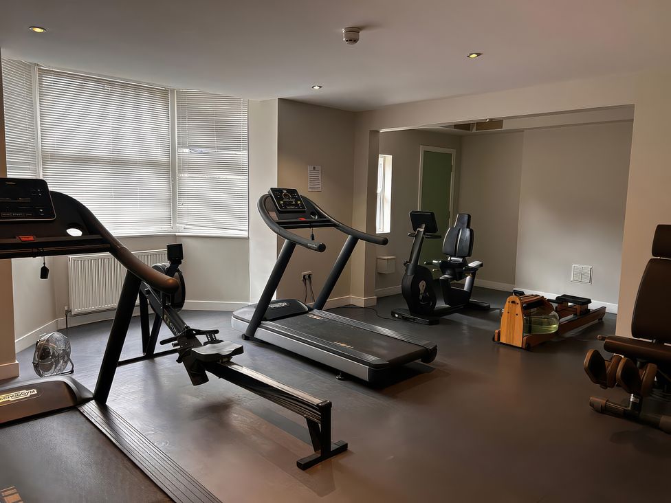 A gym with various exercise equipment at Ground Floor 1 bed in Scarborough