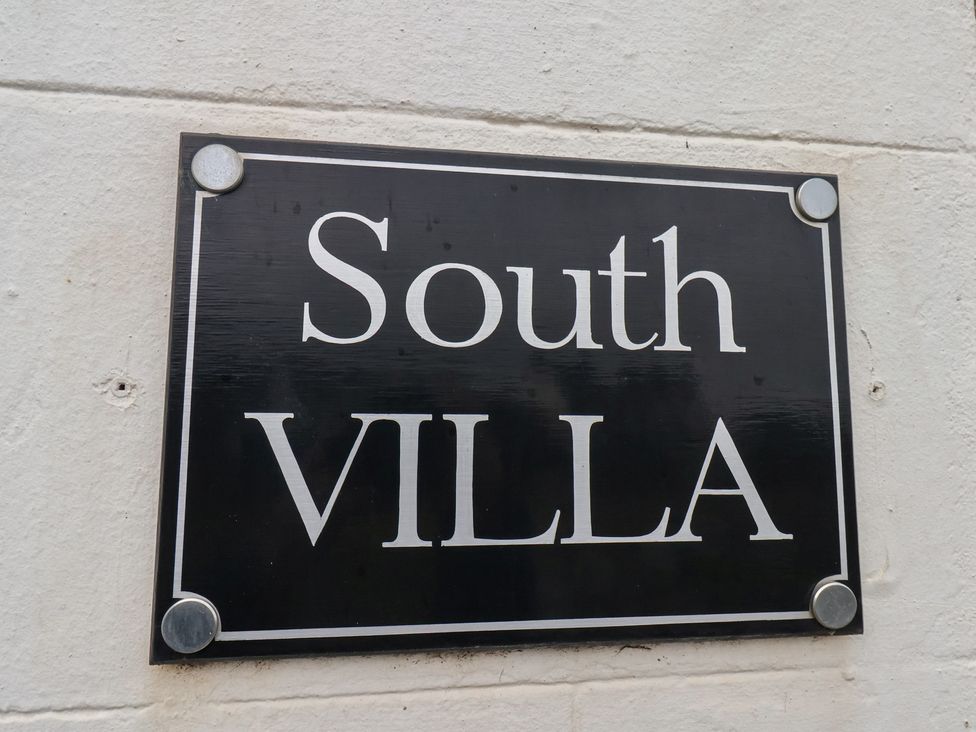 A sign that reads South Villa at South Villa in Sandsend near Whitby