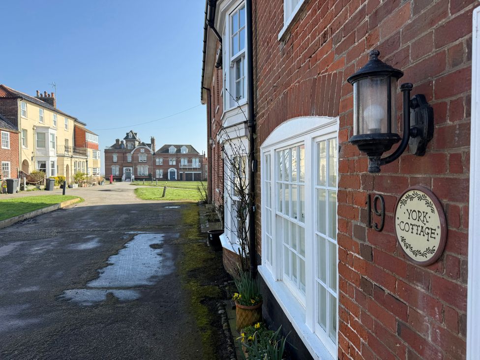 A view of York Cottage and neighboring buildings in Southwold