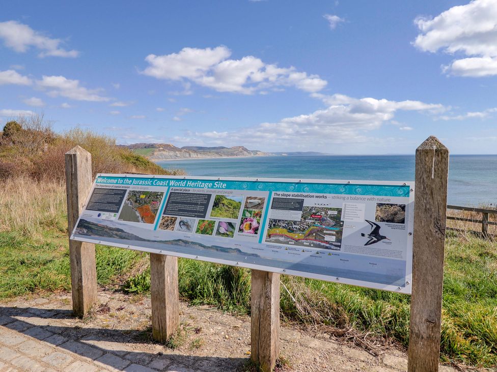 An information sign at the Jurassic Coast World Heritage Site in Chideock