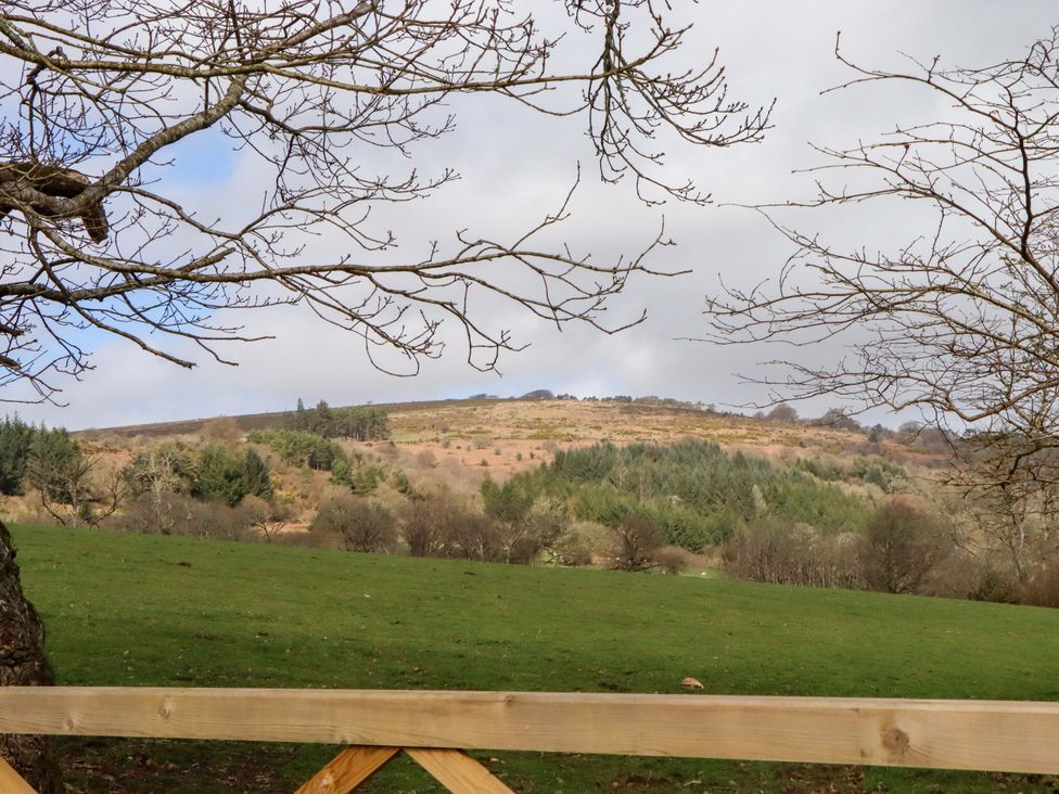 A view of a hillside with trees and clouds at The Mill House in Newton Abbot