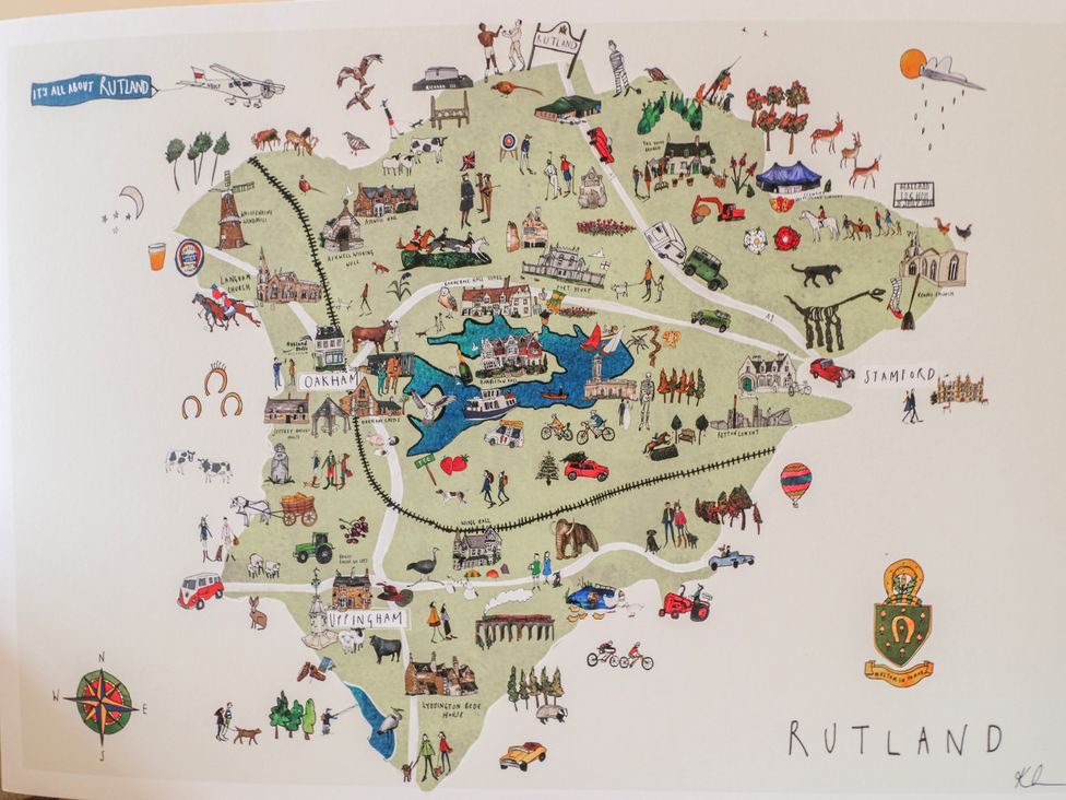 A map of Rutland with illustrations of landmarks and activities