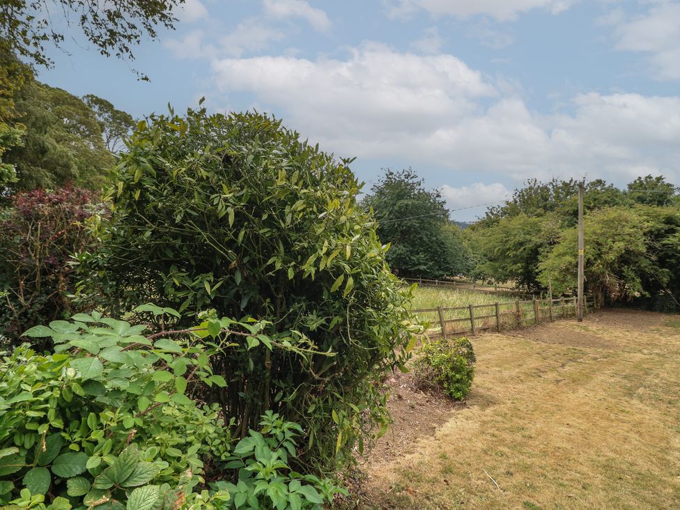 An outdoor area with bushes, a fence, and trees at Casthorpe Lodge Cottage Barrowby