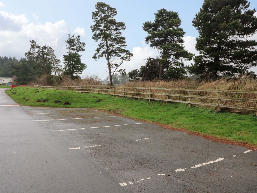 A parking area with trees and a fence at 63 St Andrews in Prestonpans