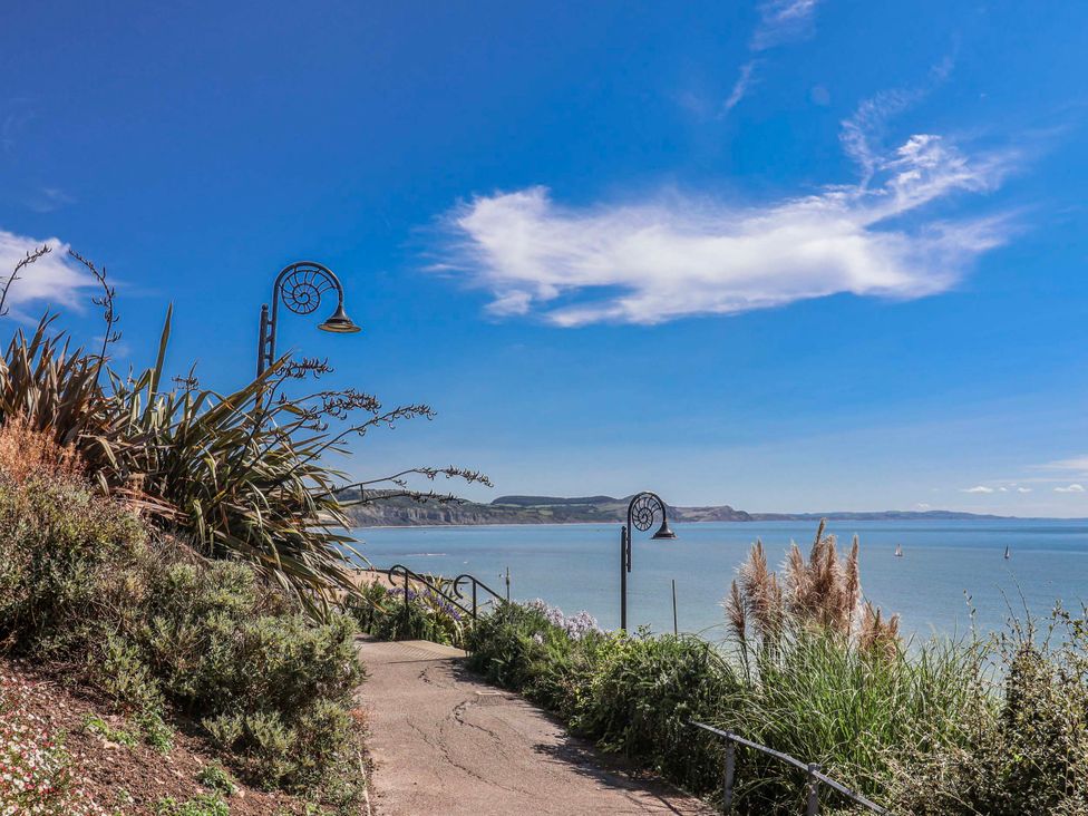 A coastal path with lamp posts and plants at 2 Oak Tree Cottages Marshwood Nr. Hawkchurch