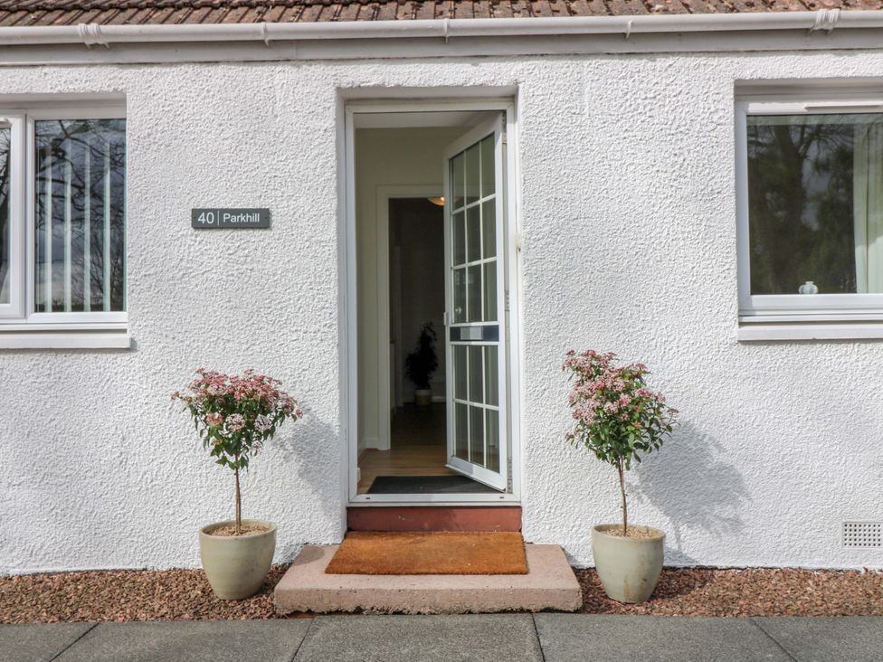 An entrance with door and planters at Parkhill in Dairsie