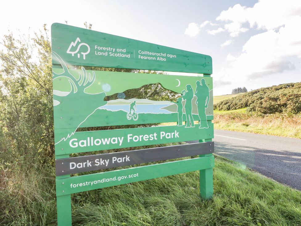 A sign for Galloway Forest Park and Dark Sky Park