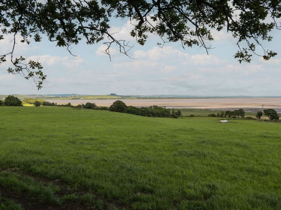 A landscape view featuring grass and trees at Wagtail Cottage in Southerness
