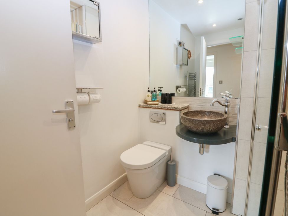 A bathroom with a sink and toilet at Mill Wharf in Berwick-upon-Tweed