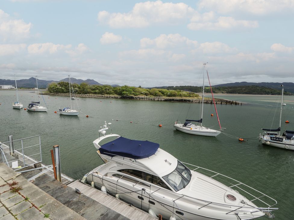 A view of boats in the water at The Boat Yard Apartment in Porthmadog