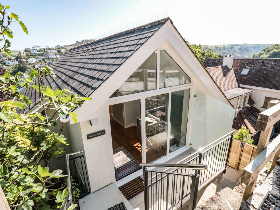 An exterior view of a modern house with a staircase at Galvayne in Dartmouth