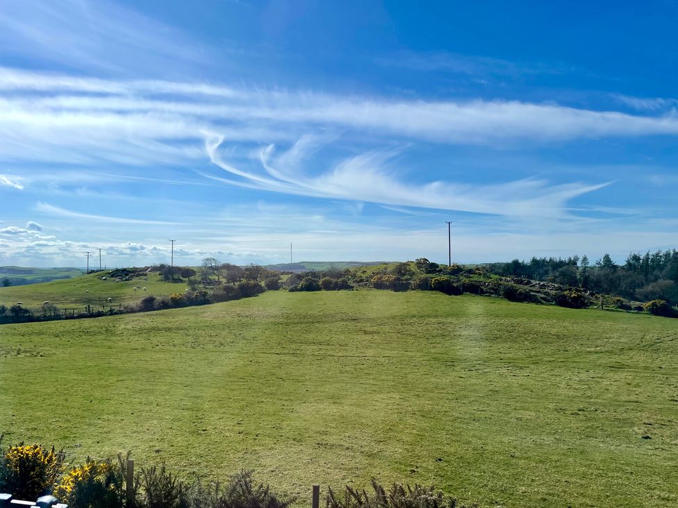 A landscape view with grass and telephone poles at Penpegws near Aberystwyth