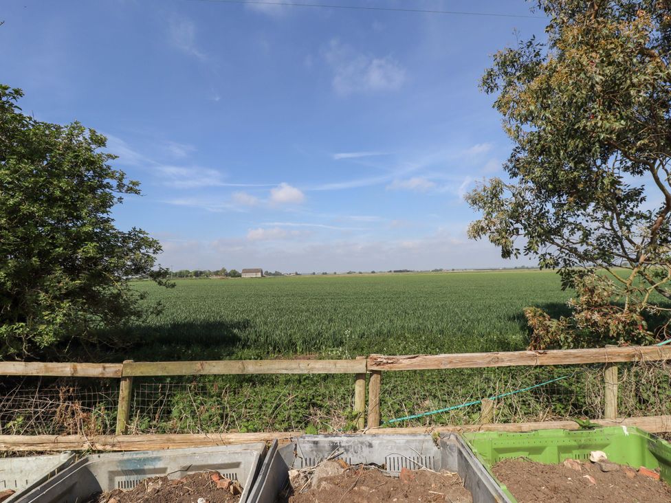 A view of a field with trees and compost bins at Ewe View