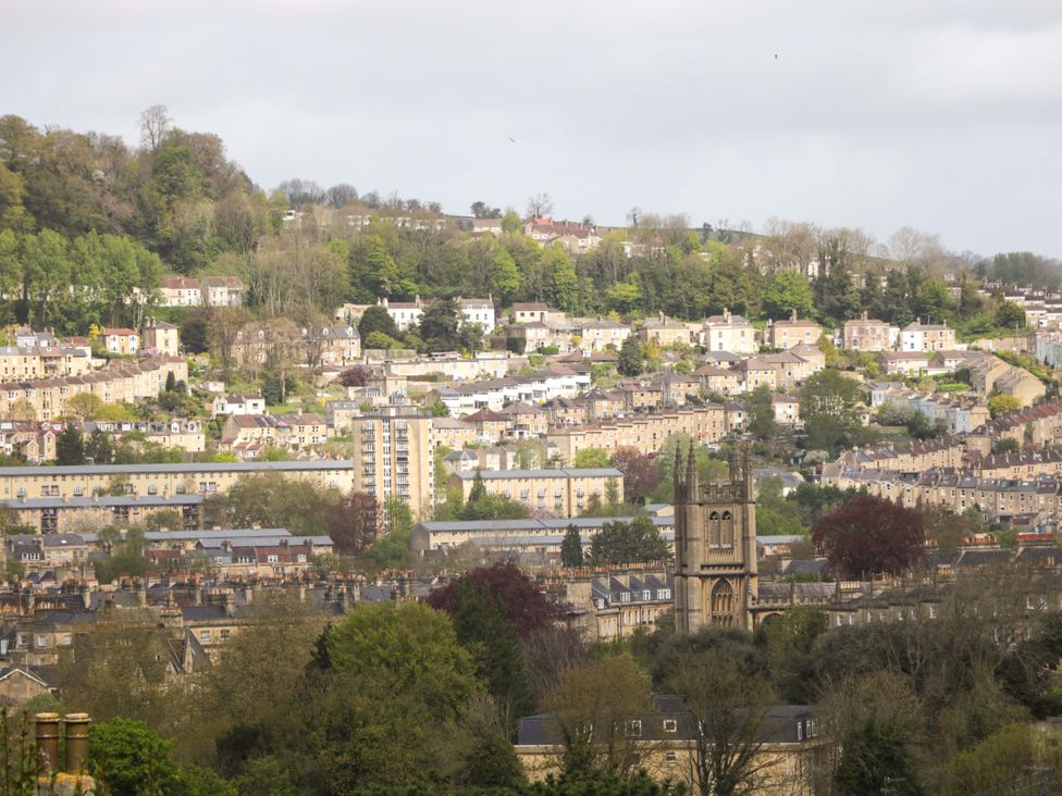 A view of residential buildings and trees at Highbury in Bath