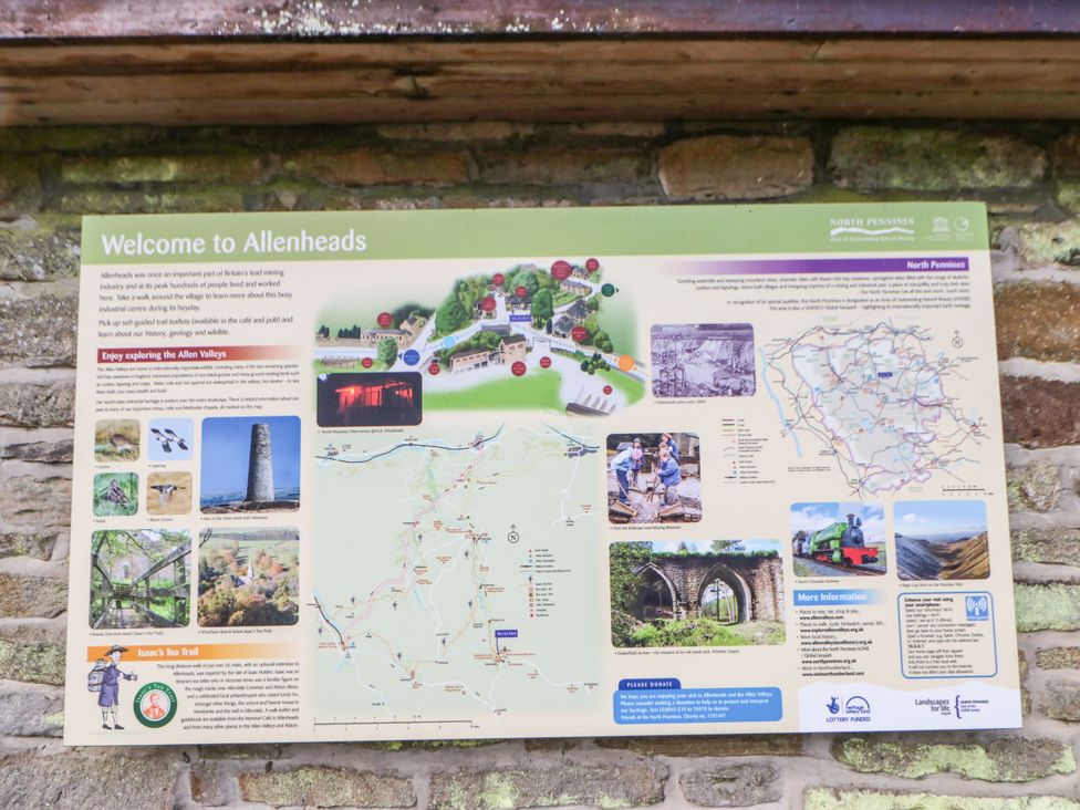 An information board about Allenheads and its attractions at Englewood Cottage Hexham