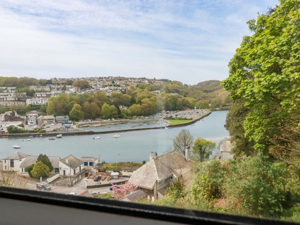 A view of a river with boats and houses from Flat 5 in Looe